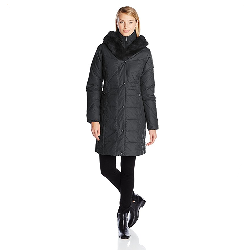 Larry Levine Women's Hooded Three-Quarter-Length Down-Filled Coat $25.42， FREE Shipping