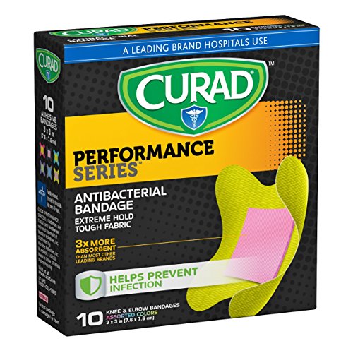 Curad Performance Series Knee and Elbow Extreme Hold Antibacterial Fabric Bandages, 10 Count, Only $1.70, free shipping after clipping coupon and using SS
