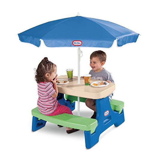 Little Tikes Easy Store Jr. Picnic Table with Umbrella - Blue / Green, List Price is $69.99, Now Only $49.97, You Save $20.02 (29%)