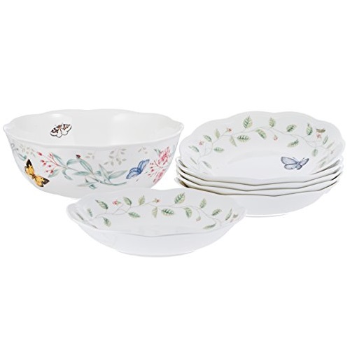 Lenox蝶彩缤纷沙拉7件餐盘碗套装，现仅售$69.99，免运费