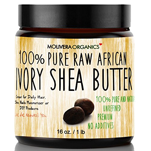 Molivera Organics Raw African Organic Grade A Ivory Shea Butter for Natural Skin Care, Hair Care - 16 oz., Only $13.97, You Save $11.00(44%)