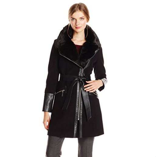 Via Spiga Women's Kate Wool-Blend Coat with Faux-Fur Collar $85.99，Free Shipping