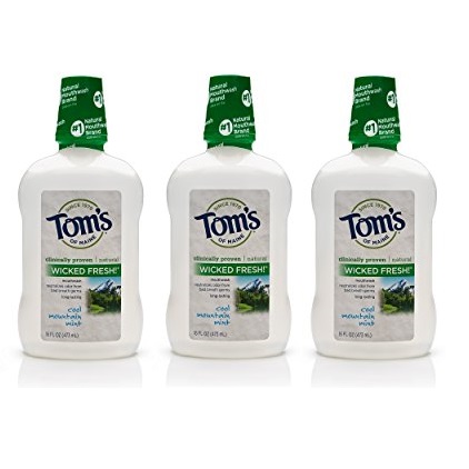 Tom's of Maine Long Lasting Wicked Fresh Mouthwash, Cool Mountain Mint, 16 Ounce, 3 Count, Only $9.34, free shipping after clipping coupon and using SS