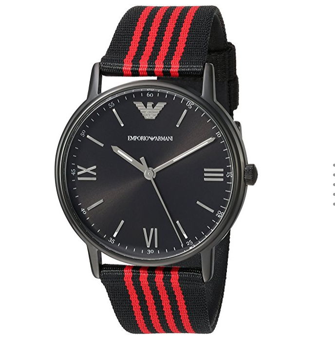 Emporio Armani Men's 'Kappa' Quartz Stainless Steel and Nylon Casual Watch, Color:Black (Model: AR11015) only $128.37