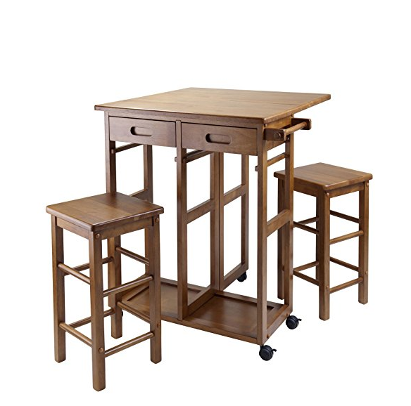 史低价：Winsome 可折叠 柚木桌椅三件套, 原价$200, 现仅售$109，免运费！