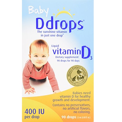 Ddrops Baby 400 IU Vitamin D, 90 Drops, 2.5 ml, 0.08 Fluid Ounce $8.50