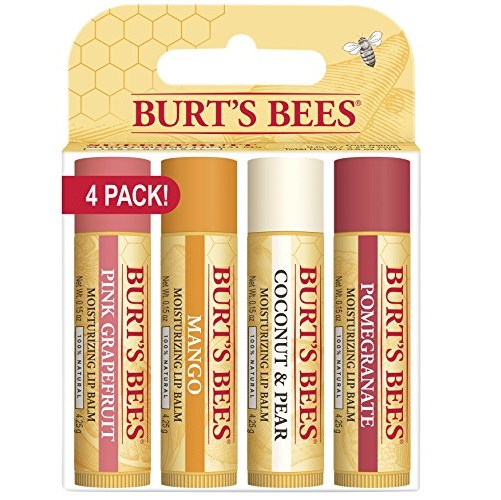 Burt's Bees Lip Balm Stocking Stuffers, Moisturizing Lip Care Christmas Gifts, SuperFruit - Pomegranate, Coconut & Pear, Mango, Pink Grapefruit, 100% Natural (4-Pack), Only $9.97