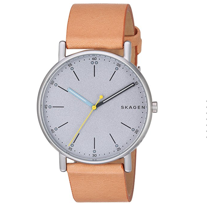 Skagen Men's Holst Three Hand Silver Watch With Silver Plating And Brown Leather Strap only $71.99