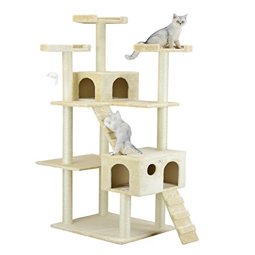 Go Pet Club Cat Tree, 50W x 26L x 72H, Beige, Only $77.99, free shipping