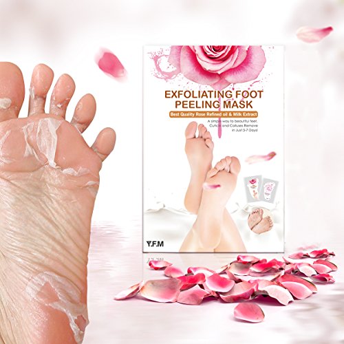 2 Pairs Rose Foot Mask, LuckyFine Exfoliating Feet Peeling Mask, Foot Peel Mask, Remove Calluses & Dead Skin Cells, Rebirth of Soft Foot, Peel second day, Only $13.98