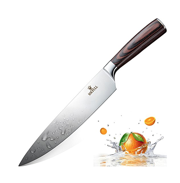 Soufull 8 inch Stainless Steel Kitchen Knife-Razor Sharp Durable Blade, only $16.5 via code