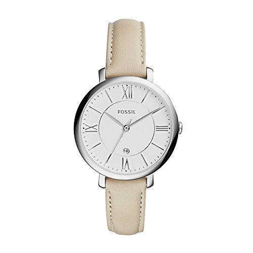 Fossil  ES3793Fossil Women's 36mm Jacqueline Silvertone Watch With Ivory Leather Strap, Only $54.98, free shipping