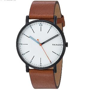 Skagen Men's 'Signatur' Quartz Stainless Steel and Leather Casual Watch, Color:Brown (Model: SKW6374)  $77.21