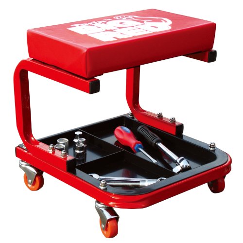 Torin Big Red Rolling Creeper Garage/Shop Seat: Padded Mechanic Stool with Tool Tray, Red, Only $10.49