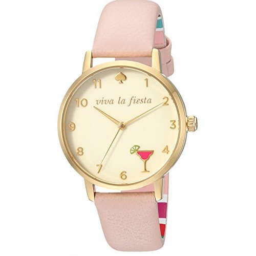 kate spade new york Women's Blue Leather Goldtone Watch, Color:Pink (Model: KSW1310), Only $99.17, free shipping
