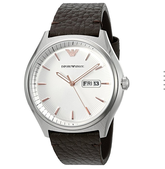 Emporio Armani Men's AR1999 Dress Brown Leather Quartz Watch, only $51.80