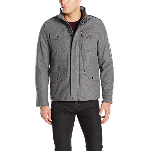 Levi's Men's Fashion Washable Wool Blend Four Pocket Military Jacket, Only $21.64