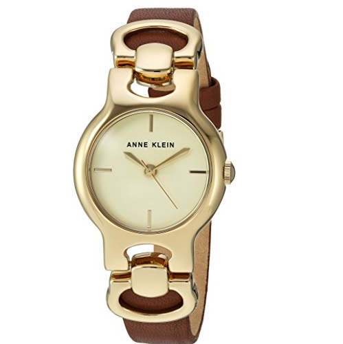Anne Klein Women's Quartz Metal and Leather Dress Watch, Color:Brown (Model: AK/2630CHBN), Only $27.89, free shipping