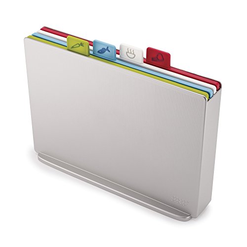 Joseph Joseph 60134 Index Plastic Cutting Board Set with Storage Case Color-Coded Dishwasher-Safe Non-Slip, Large, Silver, Only $23.99, free shipping