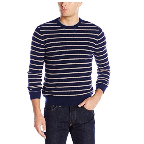 Williams 100% Cashmere Men's Cashmere Striped Crewneck Sweater, Only $38.40, free shipping
