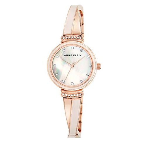 Anne Klein Women's AK/2216BLRG Swarovski Crystal-Accented Rose Gold-Tone and Blush Pink Bangle Watch, Only$31.49 free shipping