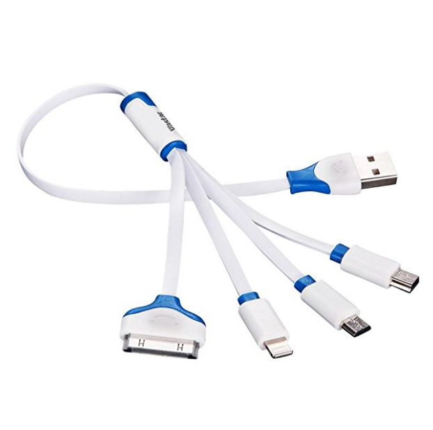 Vastar Premium 4 in 1 Multiple USB Charging Cable Adapter Connector with Micro USB / Mini USB Ports for iPhone 6, 5, 4, iPad 4,3,2,Air,Galaxy S4, S5,Nexus 5, and More $5.24
