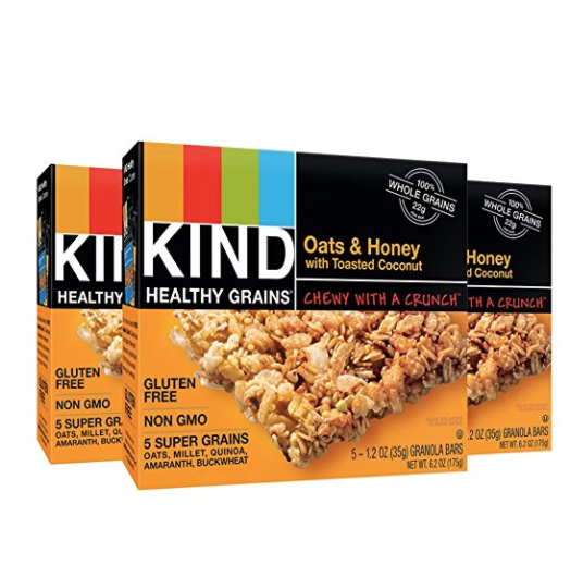 KIND Healthy Grains Granola Bars, Oats & Honey with Toasted Coconut, Gluten Free, 1.2oz Bars, 15 Count only $6.49