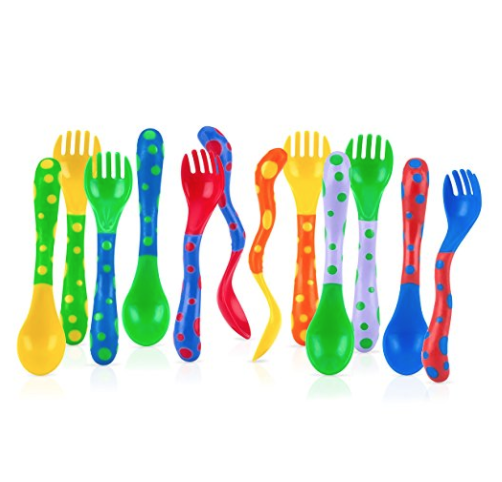 Nuby 4-Pack Spoons and Forks (2 Each), Colors May Vary only $2.77