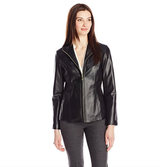 Cole Haan Women's Classic Leather Jacket $130.82，FREE Shipping