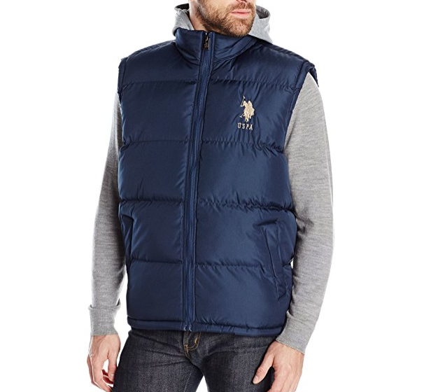 U.S. Polo Assn. Men's Basic Puffer Vest with Fleece Hood only $23.17
