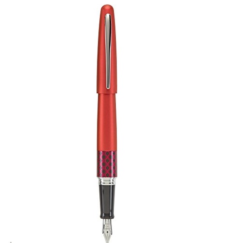 Pilot MR Retro Pop Collection Fountain Pen, Red Barrel with Wave Accent, Fine Nib, Black Ink (91432), Only $9.39