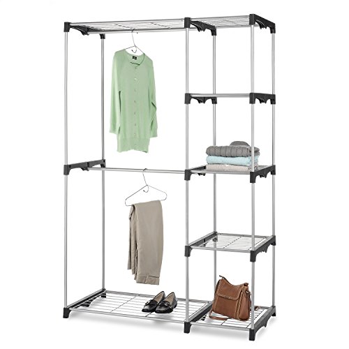 Whitmor Double Rod Closet, Freestanding Silver / Black, Only $26.88, free shipping