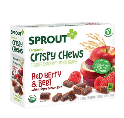 Sprout Organic Baby Food, Sprout Crispy Chews Organic Toddler Snacks, Red Berry & Beet Crispy Chews Fruit Snack, Gluten Free, Made with Whole Grains and Real Fruits & Vegetables, 5 Count only $2.99