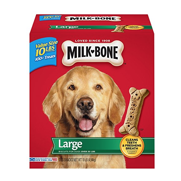 Milk-Bone 原味狗零食10磅装，大型狗或中型狗，现点击coupon后仅售$10.49，免运费！