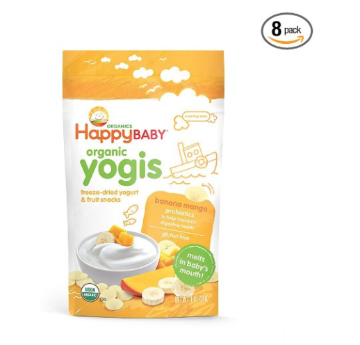 Happy Baby Organic Yogis Freeze-Dried Yogurt & Fruit Snacks Banana Mango 1 Ounce (Pack of 8), No Artificial Flavors, Gluten Free, Non-GMO, Kosher, Only $15.68