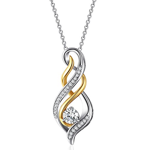 Caperci Sterling Silver and Gold Plated 1ct Cubic Zirconia Diamond Accent 