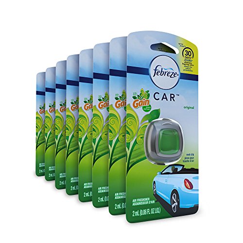 Febreze  Air Freshener, Car Vent Clip Air Freshener,  with Gain Original Air Freshener, 8 Count, Only$7.40 , free shipping after clipping coupon and using SS