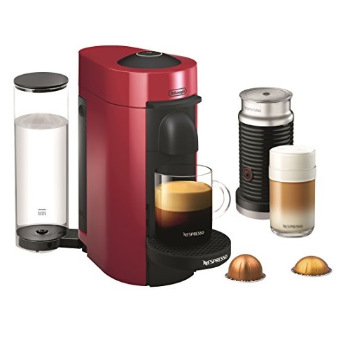 Nespresso VertuoPlus Coffee and Espresso Maker by De'Longhi with Aeroccino, Red, Only $119.99, You Save $129.01(52%)
