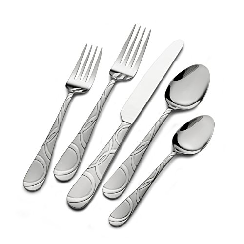 Pfaltzgraff Everyday Garland Frost 53-Piece Stainless Steel Flatware Set, Service for 8, Only $27.86, free shipping