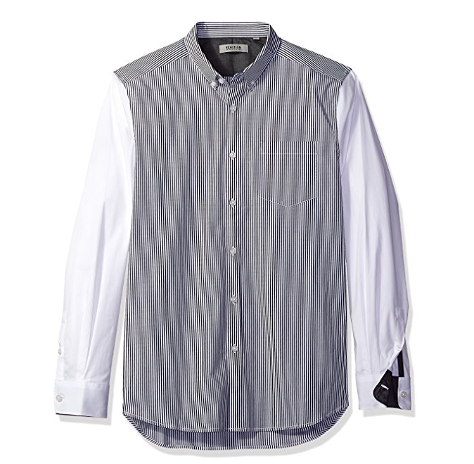 Kenneth Cole Reaction Men's Long Sleeve Button Down Collar Contrast Stripe Body only $12.44