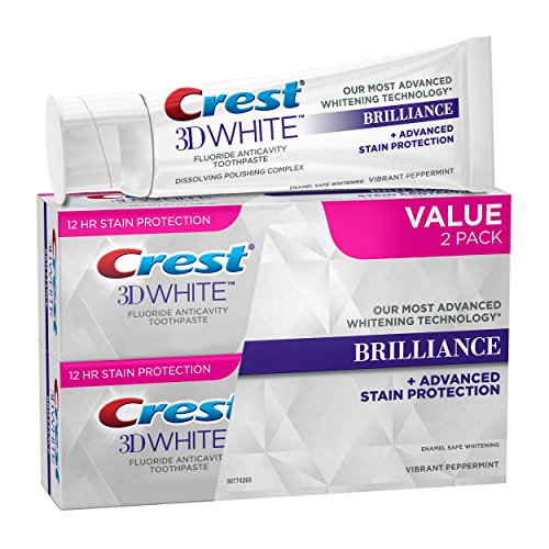 Crest 3D White Brilliance, Fluoride Anticavity Teeth Whitening Toothpaste, Vibrant Peppermint, 4.1 oz. each,  Twin Pack, Only$3.98 after clipping coupon