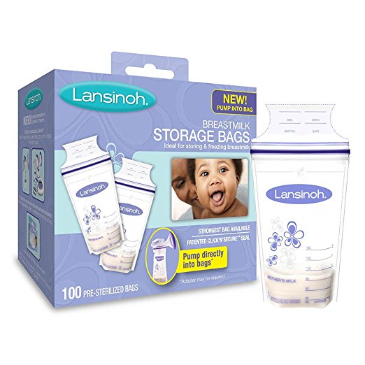 Lansinoh Breastmilk Storage Bags With Convenient Pour Spout and Patented Double Zipper Seal, Ideal for Storing and Freezing Breastmilk, 100 Count, BPA and BPS Free,  only $11.39