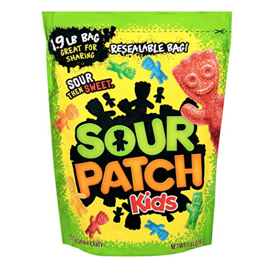 史低价： 销量冠军! Sour Patch Kids 先酸后甜有嚼劲 多口味橡皮软糖分享装 1.9磅$3.99