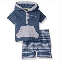 Calvin Klein Baby Boys' 2 Pieces Hooded Short Set-Kangaro Pockets, Blue  $10.21