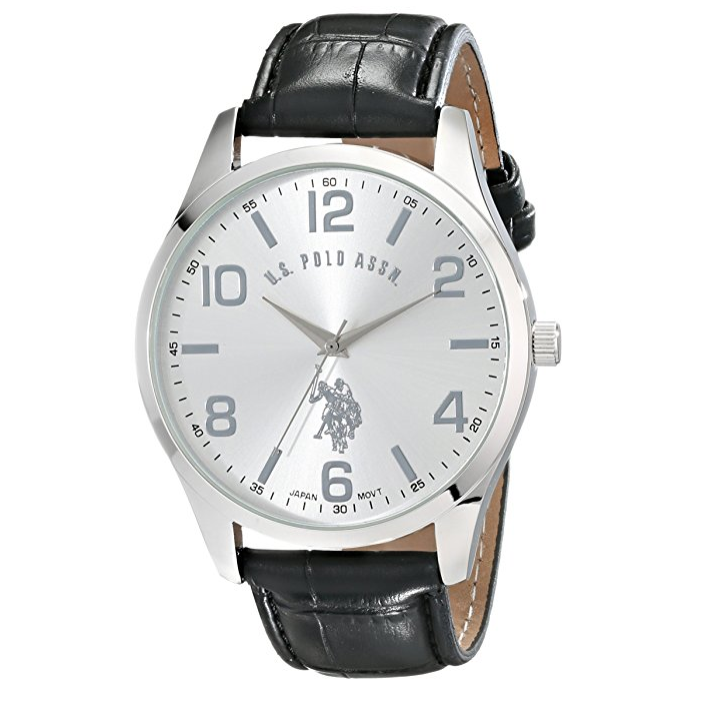 U.S. Polo Assn. Classic Men's USC50224 Silver-Tone Watch with Black Faux Leather Band only $19.99