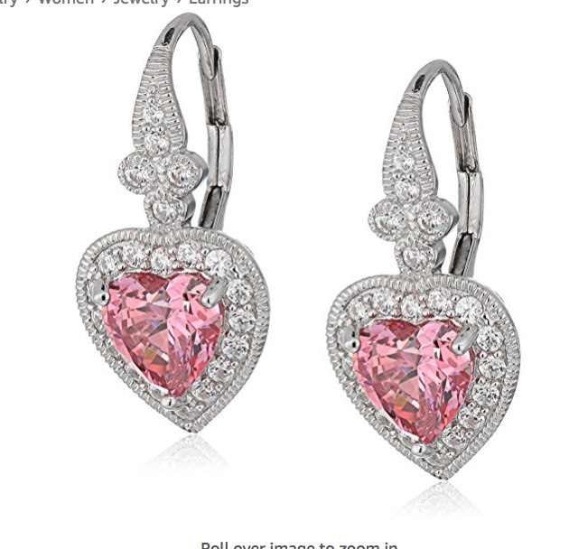 Sterling Silver Swarovski Zirconia Heart Vintage Themed Drop Earrings only $25.88