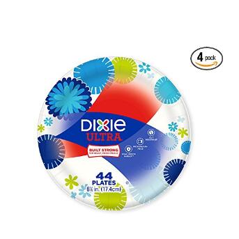 Dixie Ultra Paper Plates, 6 7/8 Inch Plates, 176 Count (4 Packs of 44 Plates)  $6.05