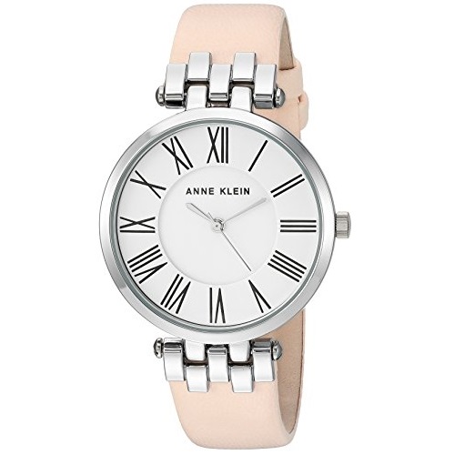 Anne Klein Women's AK/2619SVLP Silver-Tone and Light Pink Leather Strap Watch, Only $26.87, You Save $21.12(44%)