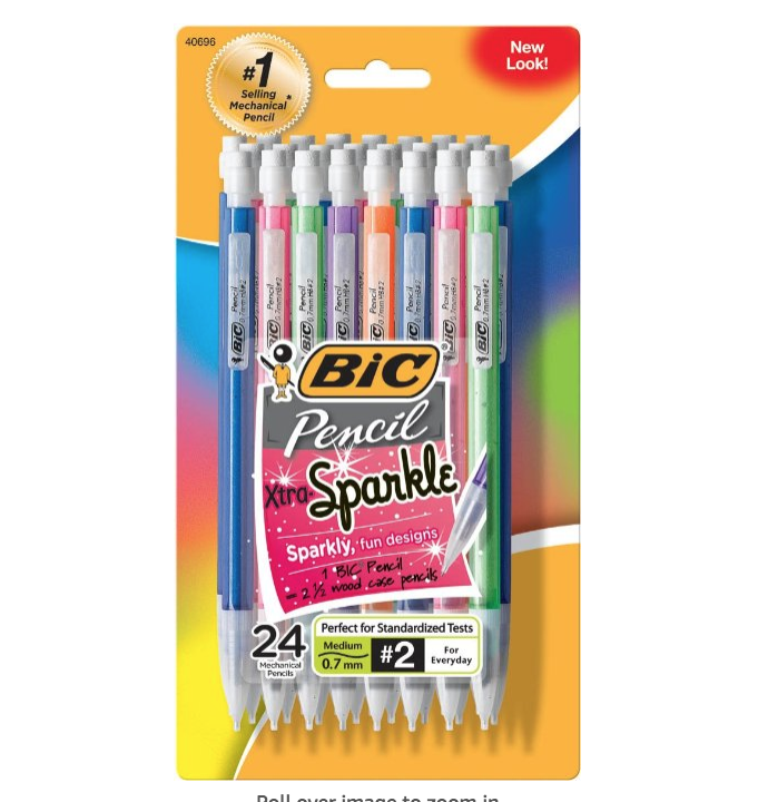 BIC Xtra-Sparkle Mechanical Pencil, Medium Point (0.7 mm), 24-Count ONLY $5