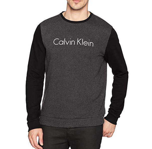 Calvin Klein Men's Long Sleeve Color Blocked Logo Crew Neck Sweatshirt ...